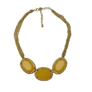 Choker Style Gold Tone and Yellow Stone Cabochons